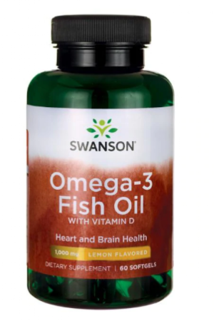 Omega-3 Fish Oil whith vitamin D - Lemone Flavored 1000mg - 60 sgels