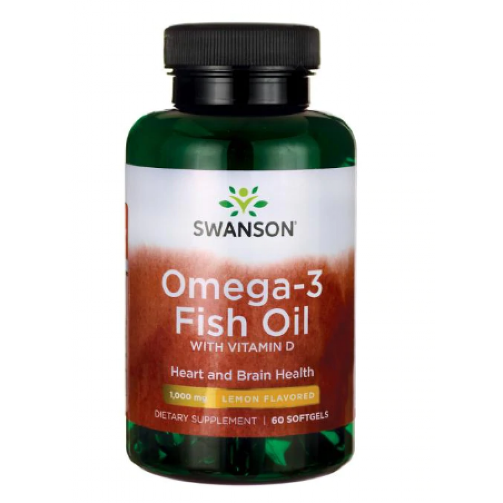 Omega-3 Fish Oil whith vitamin D - Lemone Flavored 1000mg - 60 sgels