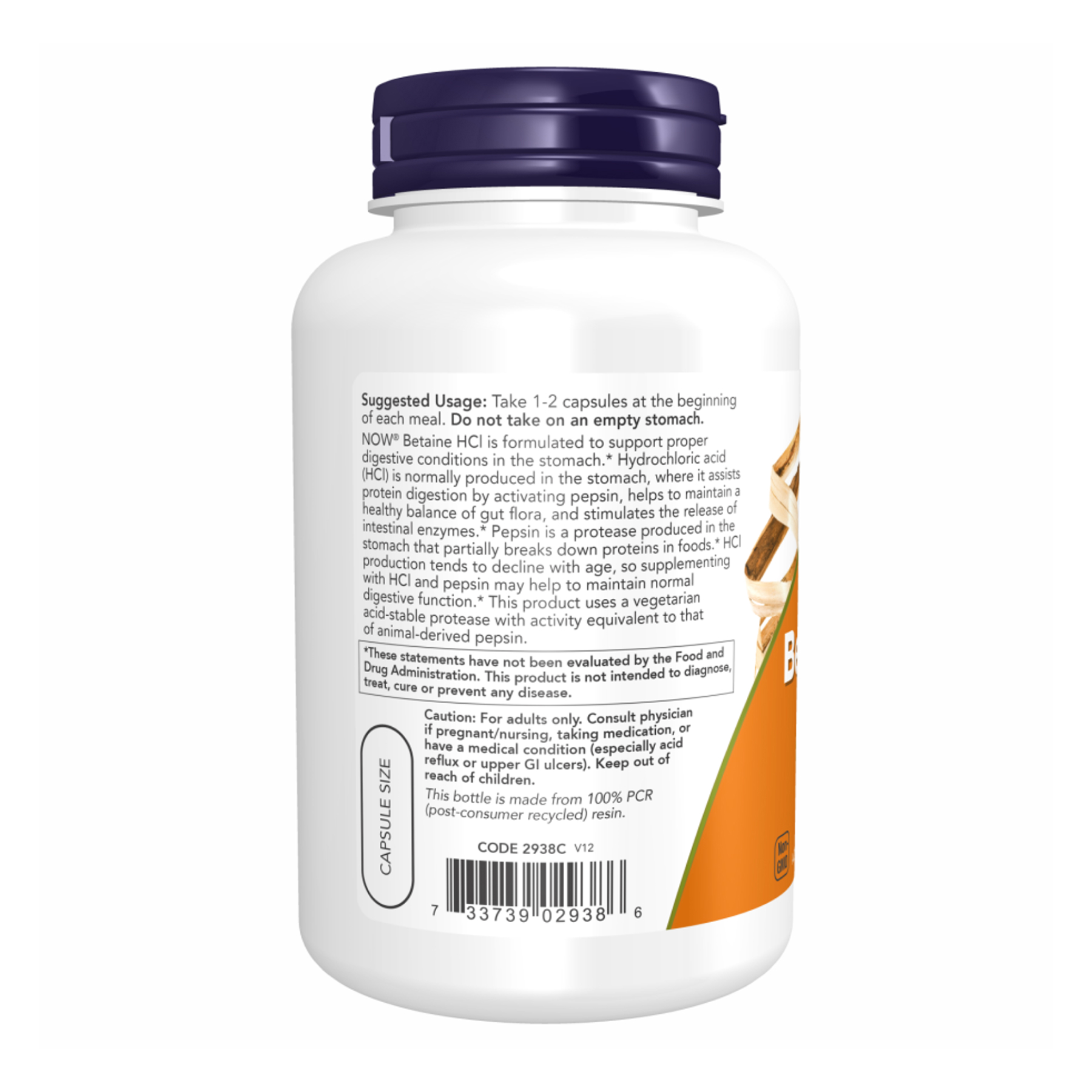 Betaine HCI 648mg - 120vcaps - Зображення 3
