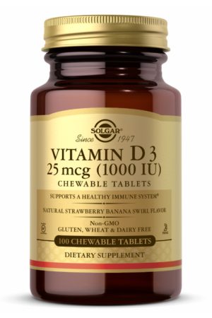 Vitamin D3 25 mcg (1000 IU) Chewable Strawberry Banana Swirl - 100 Chewables
