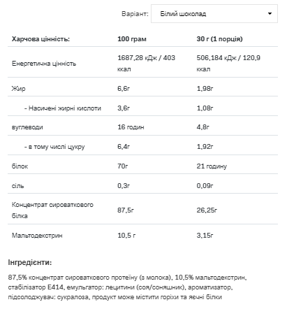 Whey Protein - 908g White Chocolate - Зображення 2