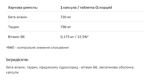 Beta-Alanine Endurance Max - 240 caps - Зображення 2