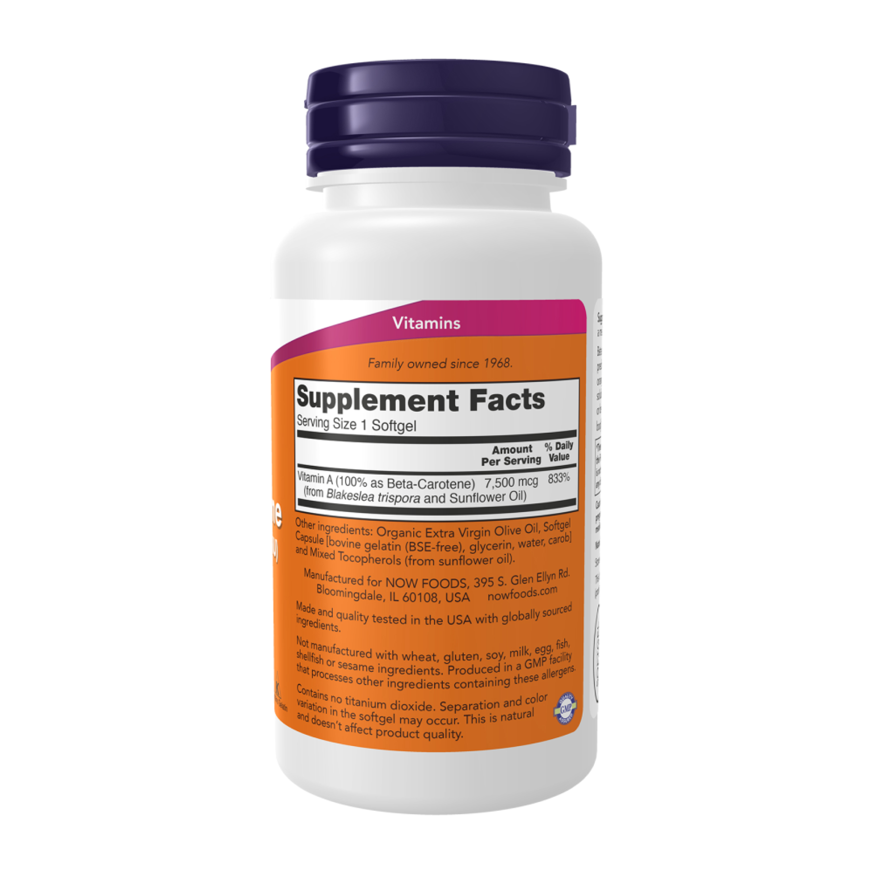 Beta Carotene Natural 7500mcg 25000IU - 180 softgels - Зображення 2