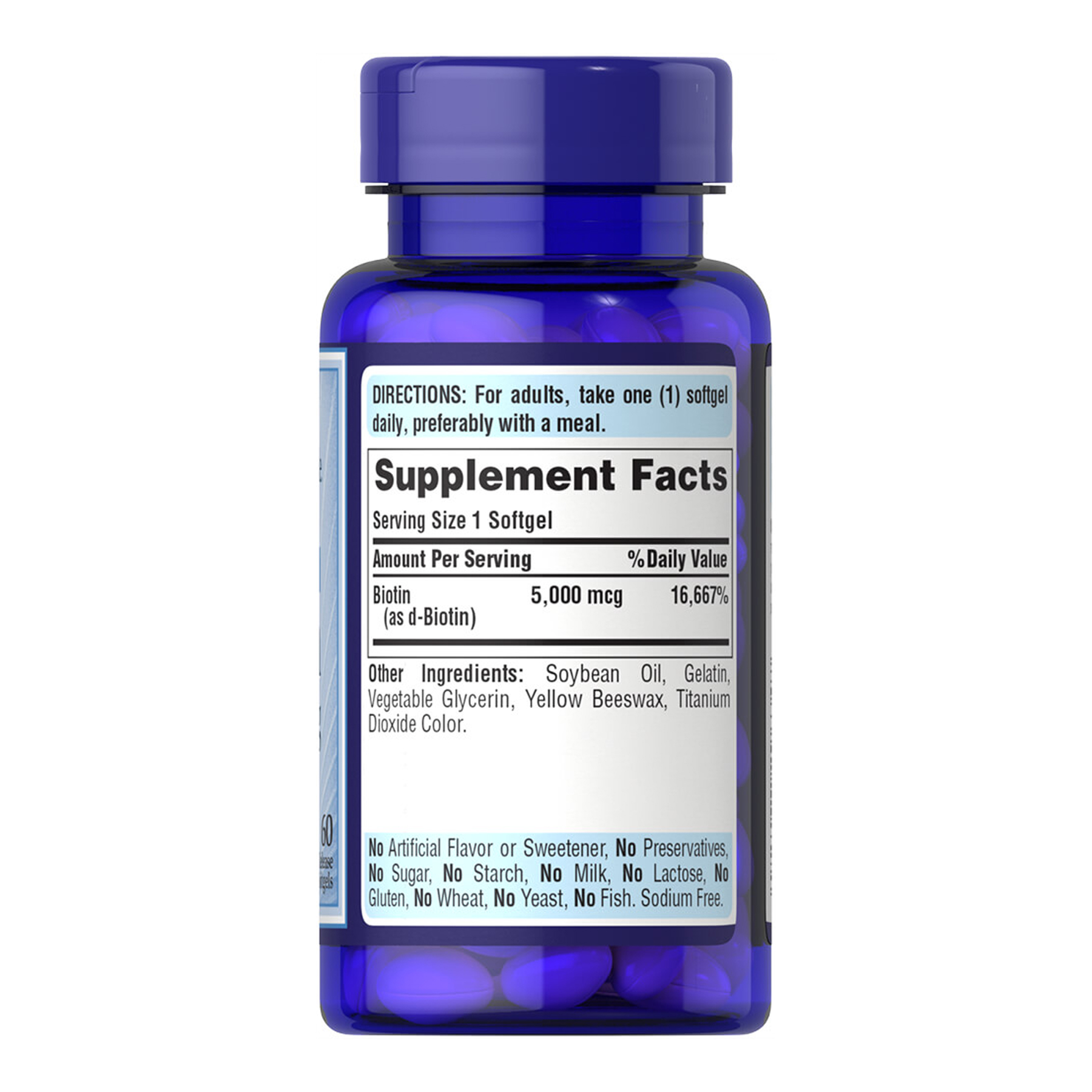 Biotin 5000 mcg - 60 softgels - Зображення 2