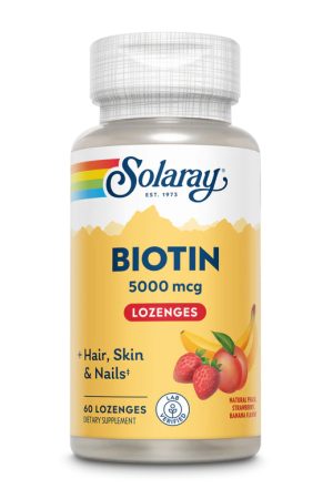 Biotin 5000mcg - 60 Lozenges Natural Peach, Strawberry, Banana