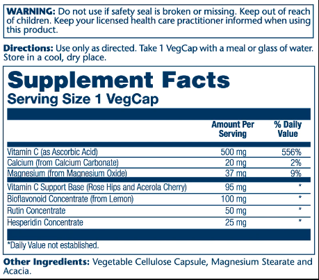 Vitamin C with Bioflavonoid Concentrate 500mg - 100 vcaps - Зображення 2