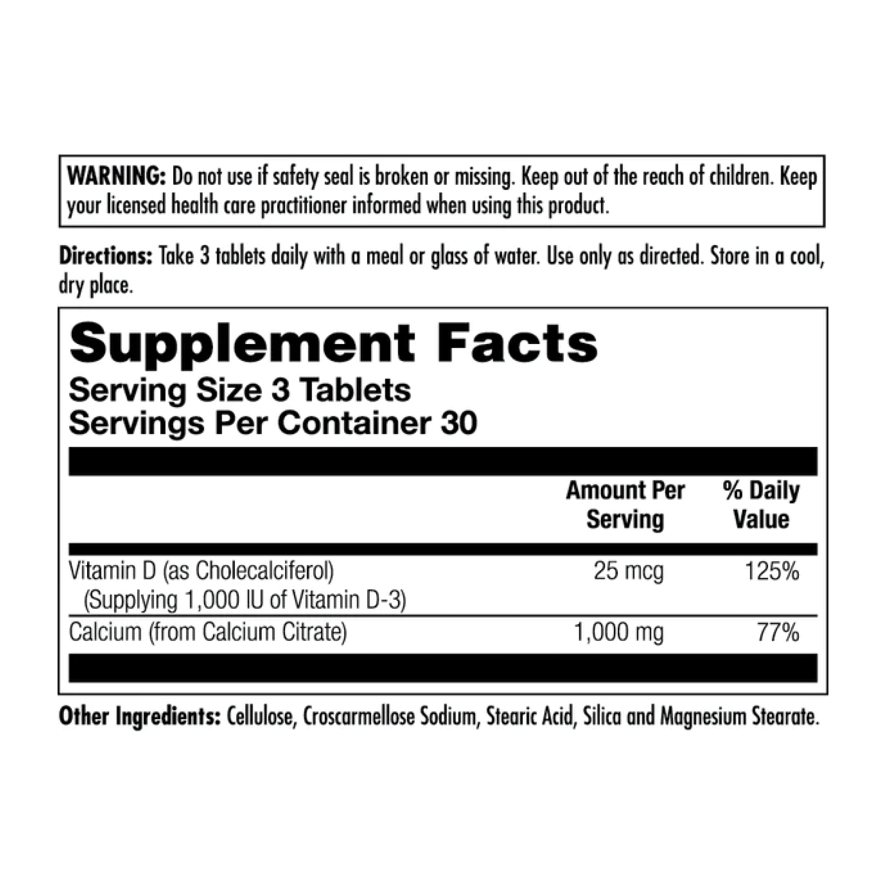 Calcium Citrate D3 1000mg - 90 tabs - Зображення 2