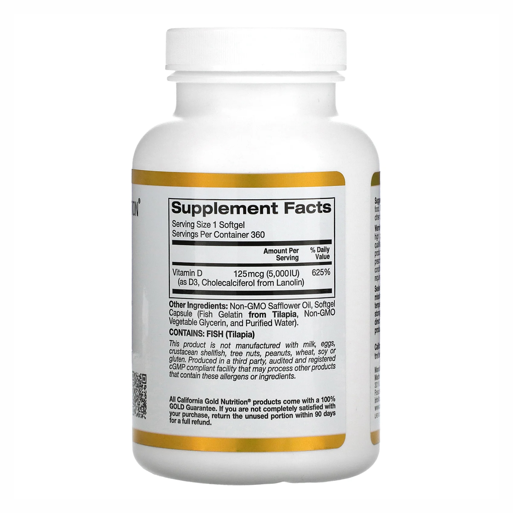Vitamin D3 125mcg (5000IU) - 360 fish softgels - Зображення 2