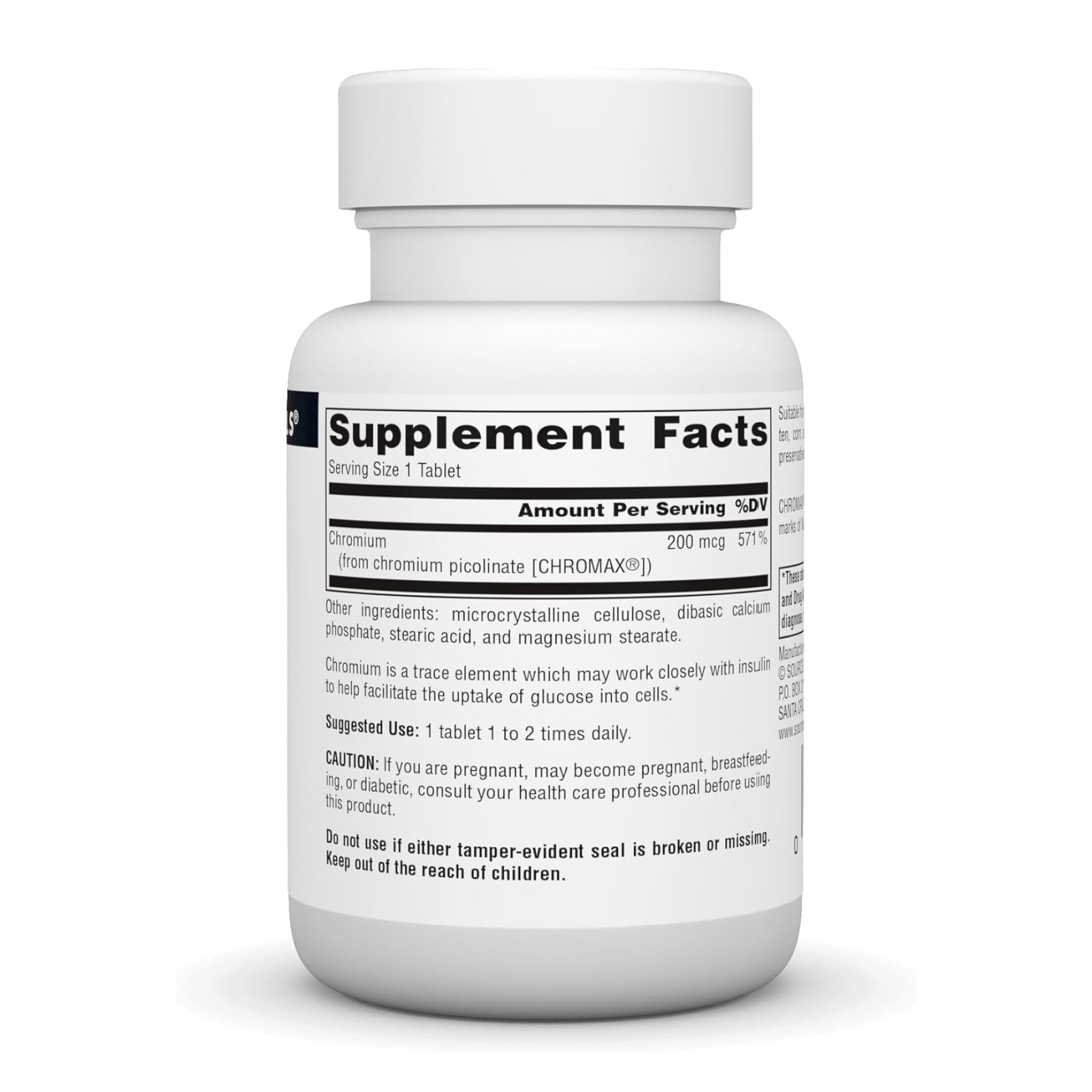 Chromium Picolinate 200 mcg Yeast Free - 120 tabs - Зображення 2