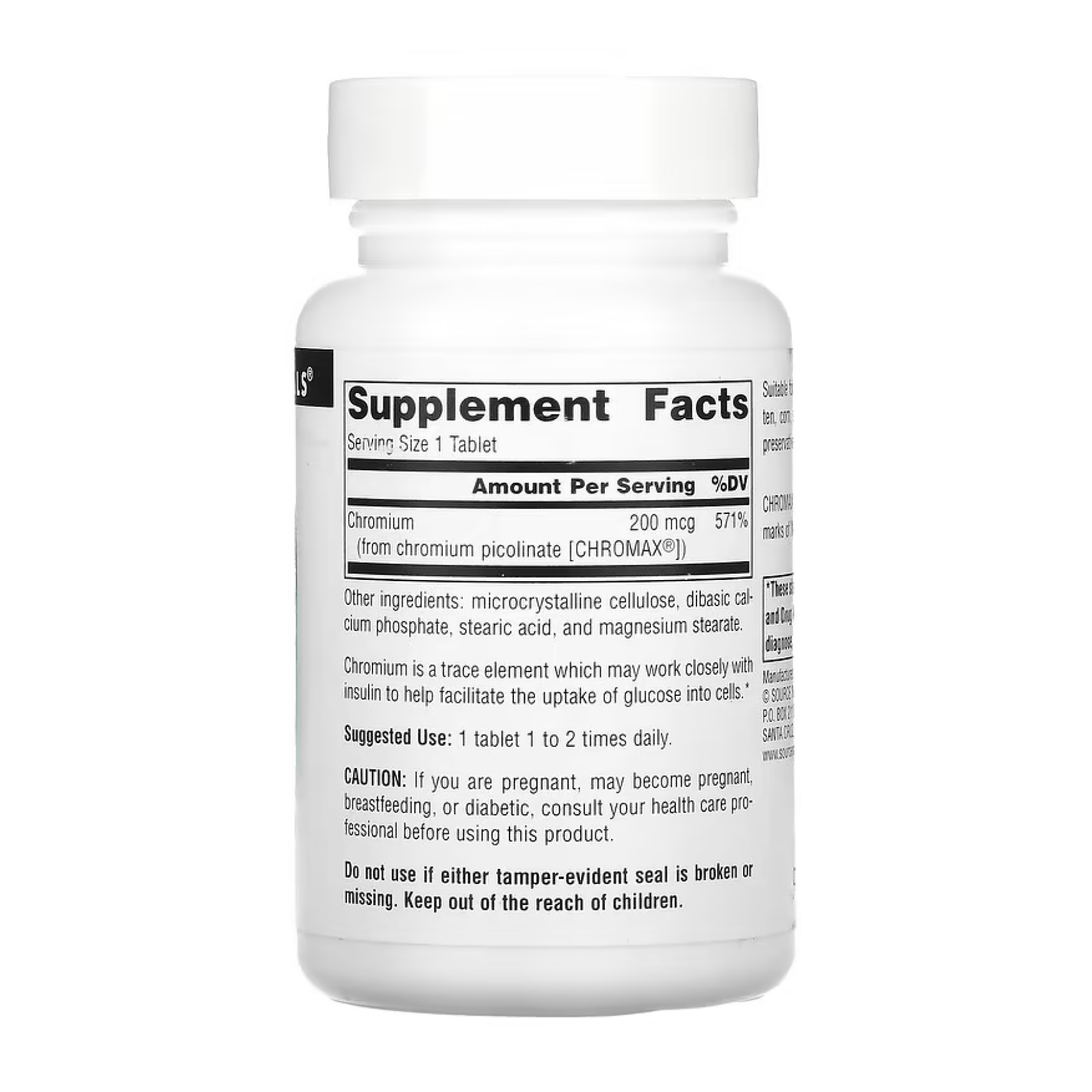 Chromium Picolinate 200 mcg, Yeast Free - 240 tabs - Зображення 2