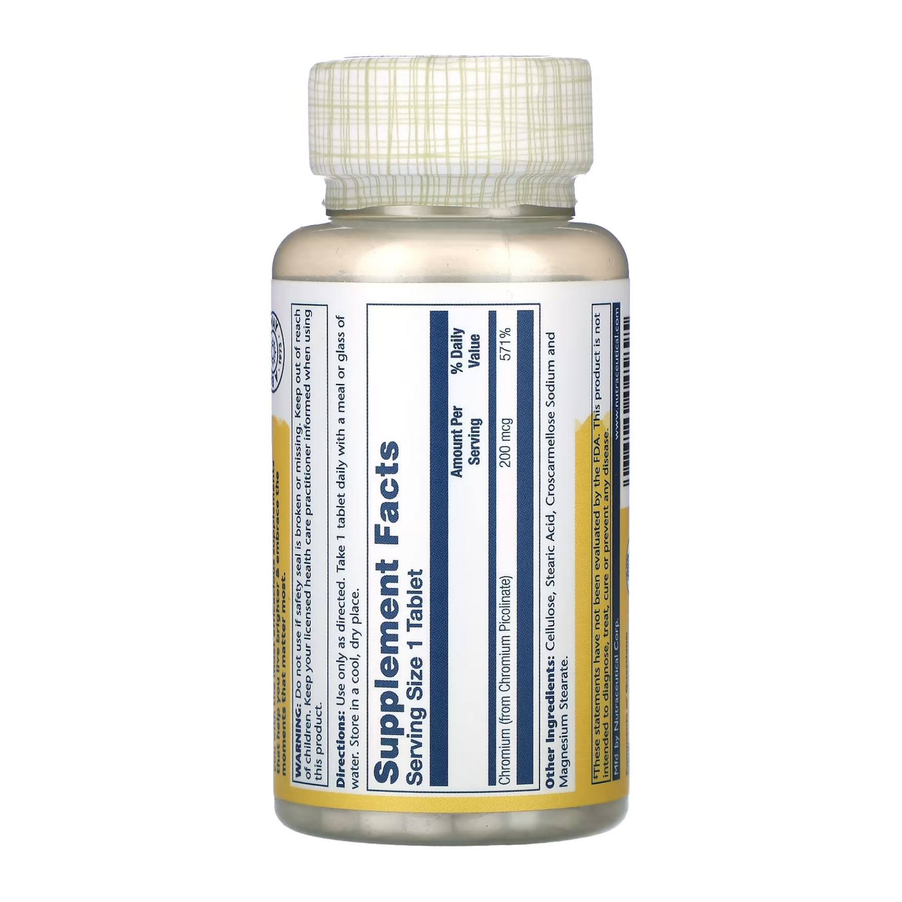 Chromium Picolinate 200mcg - 100 tabs - Зображення 2