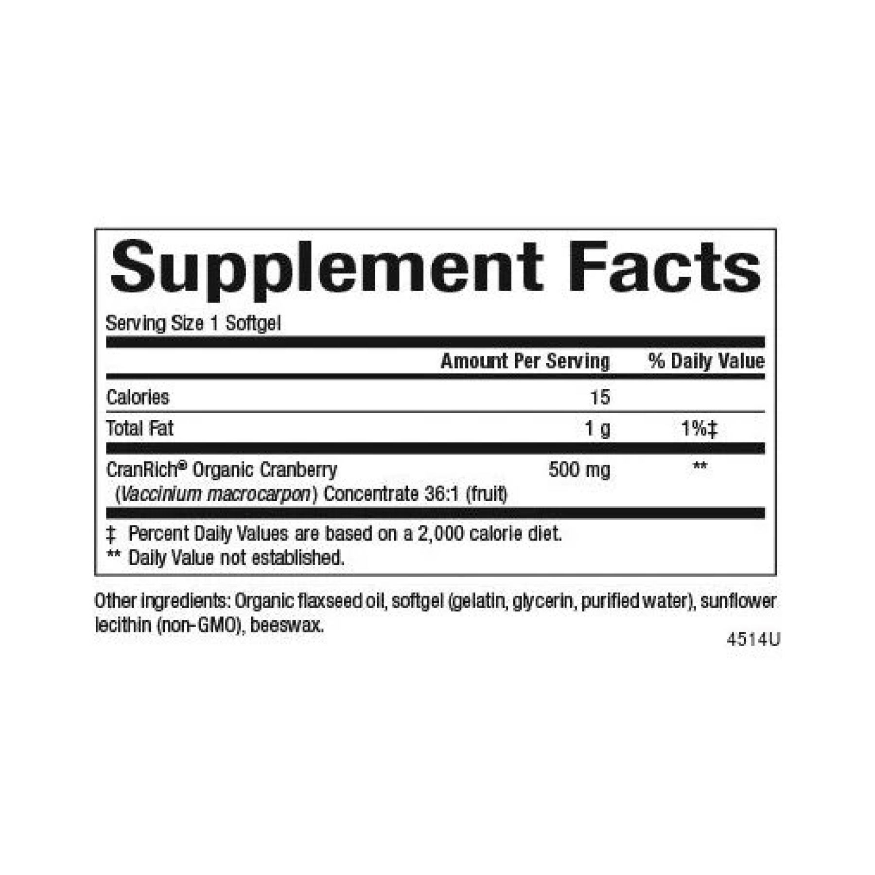 CranRich®️ Super Strength Organic Cranberry Concentrate 500mg - 90 softgels - Зображення 2