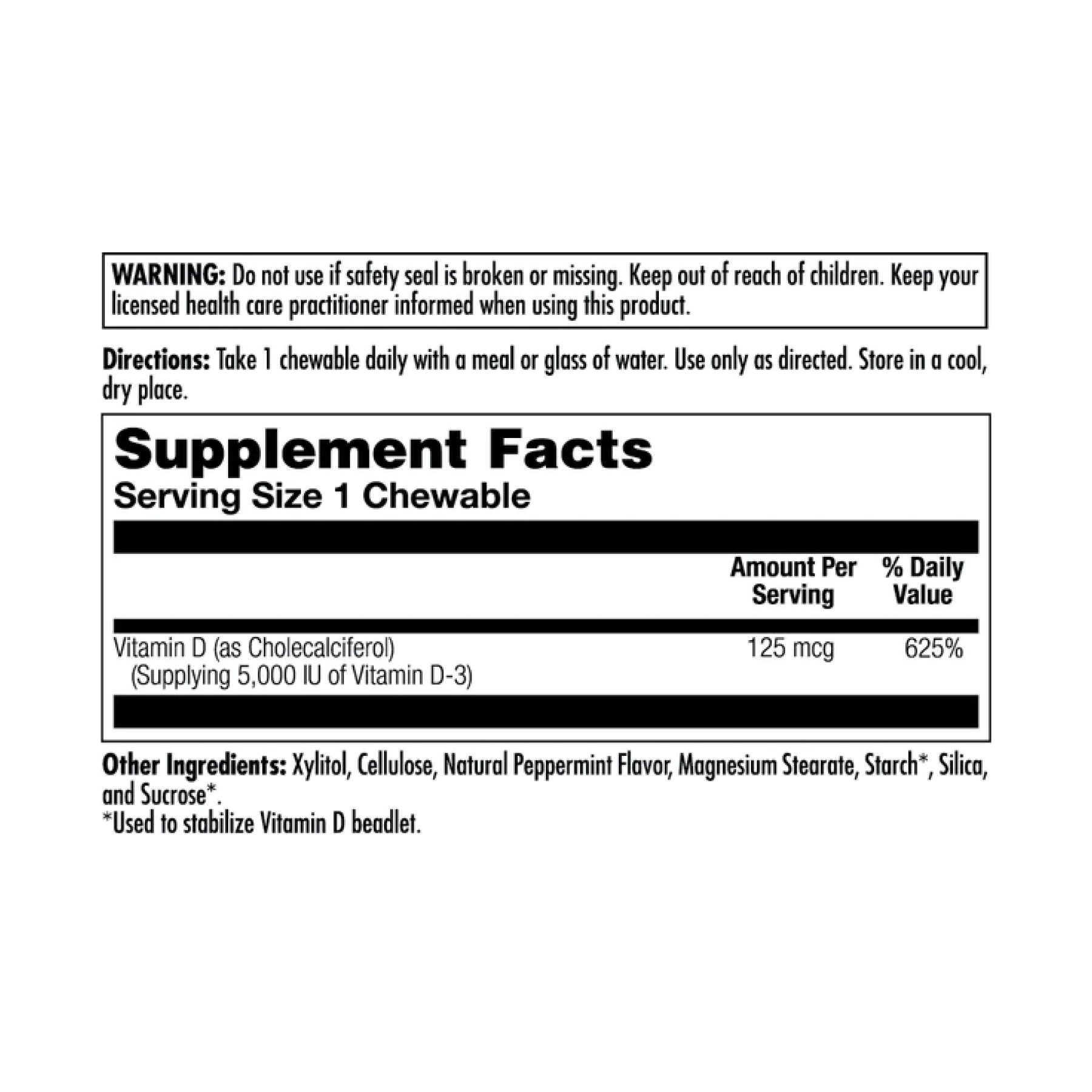 D-3 5000 IU 125mcg - 60 chewables - Зображення 2