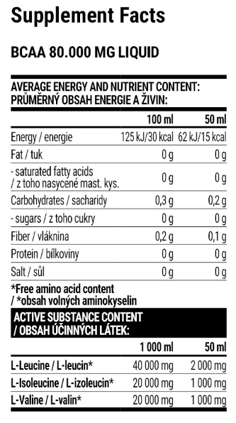 BCAA 80.000 Liquid - 1000ml Apple - Зображення 2