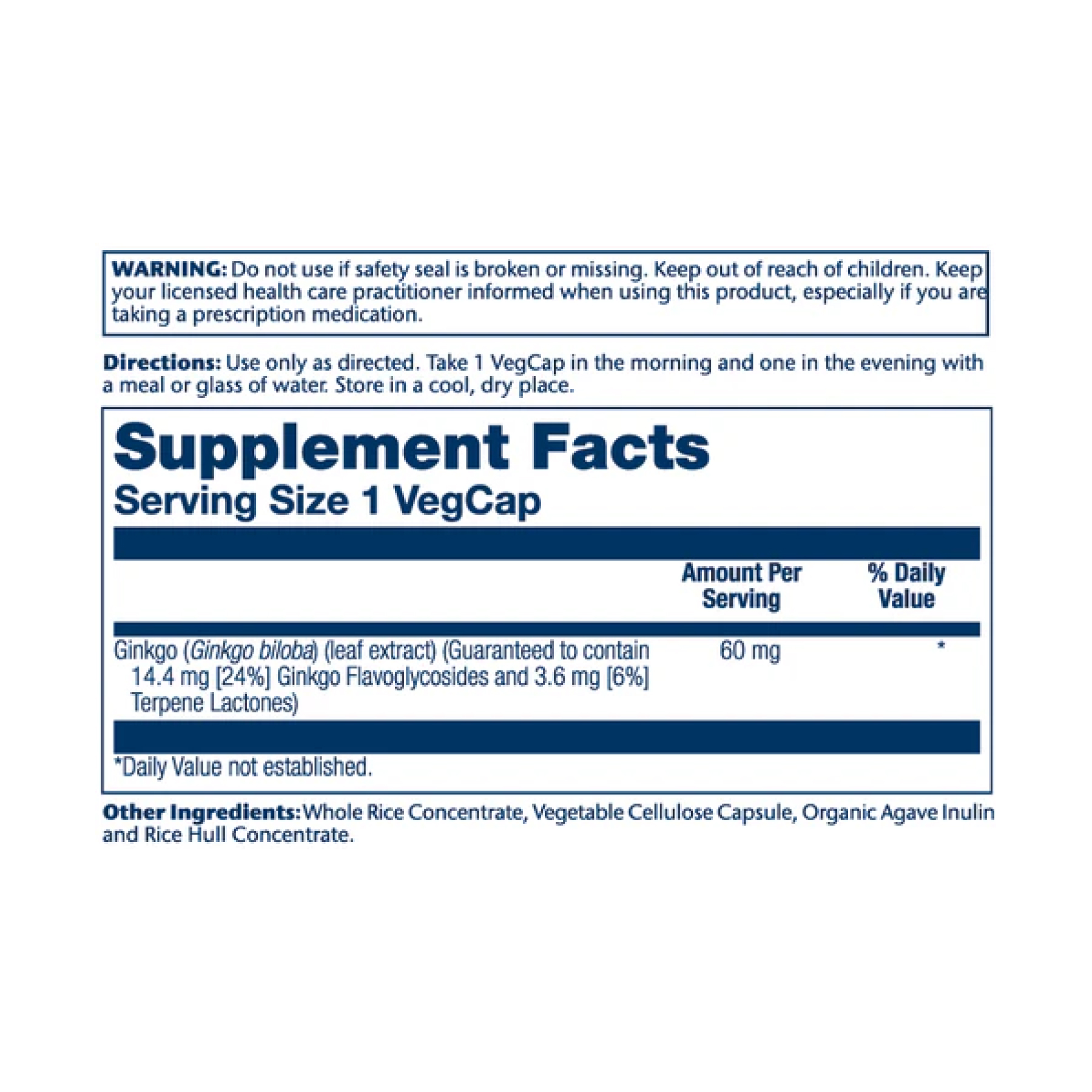 Ginkgo Biloba Leaf Extract 60mg - 60 vcaps - Зображення 2