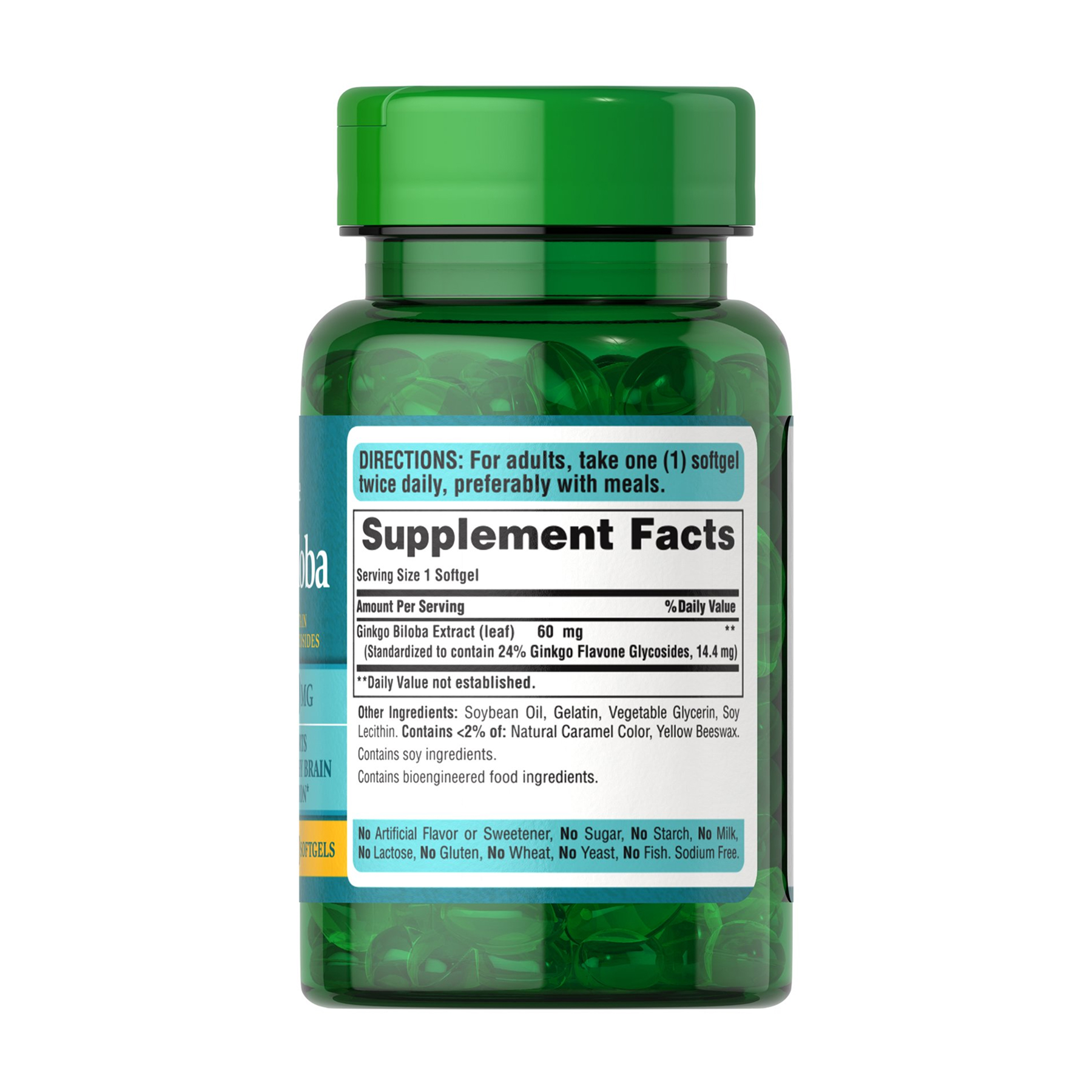 Ginkgo Biloba Standardized Extract 60 mg - 120 softgels - Зображення 2