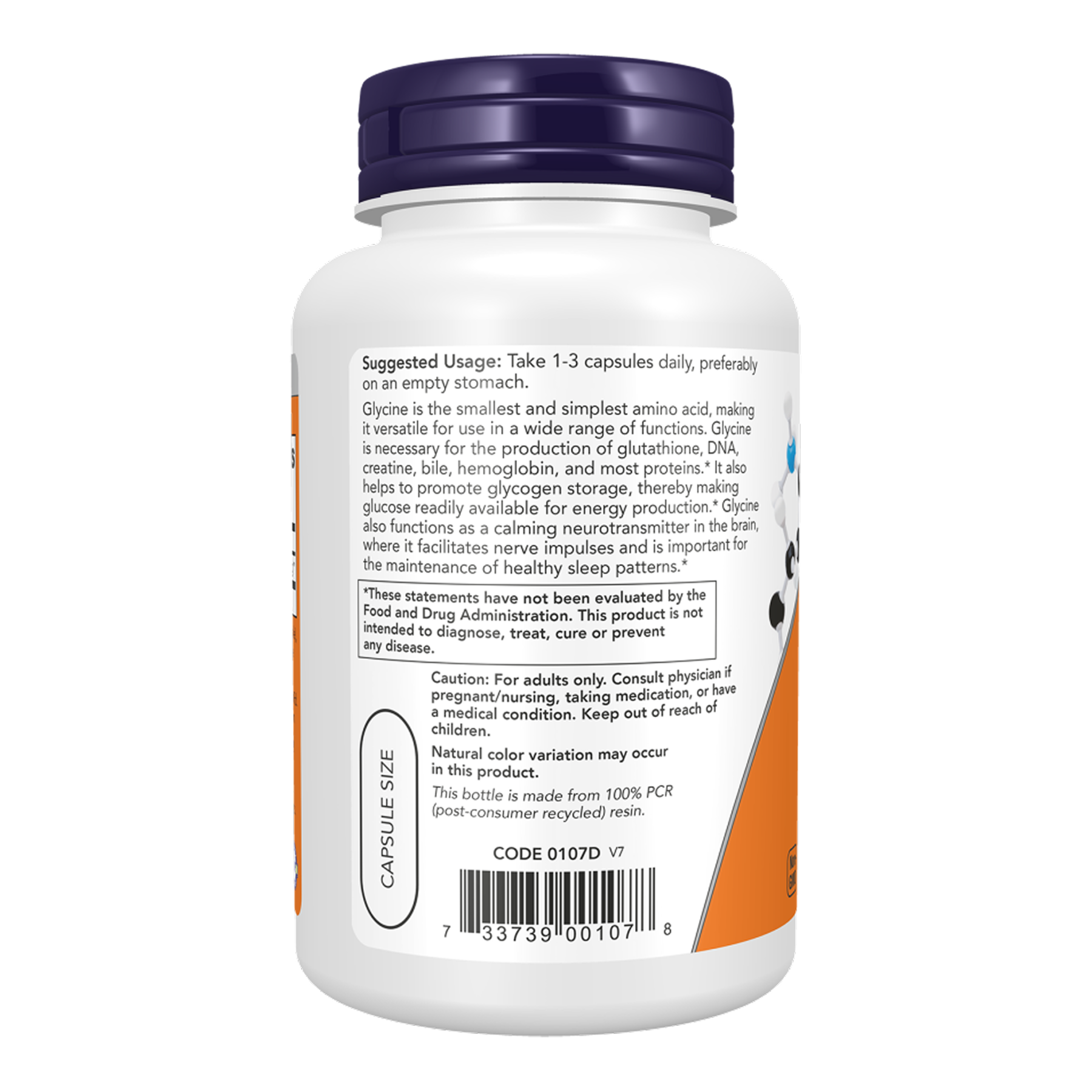 Glycine 1000 mg - 250 vcaps - Зображення 3