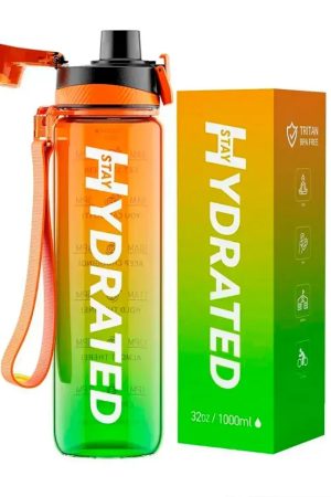 Hydrated Water Bottle - 1000ml Tritan Green Orange (Пошкоджена упаковка)