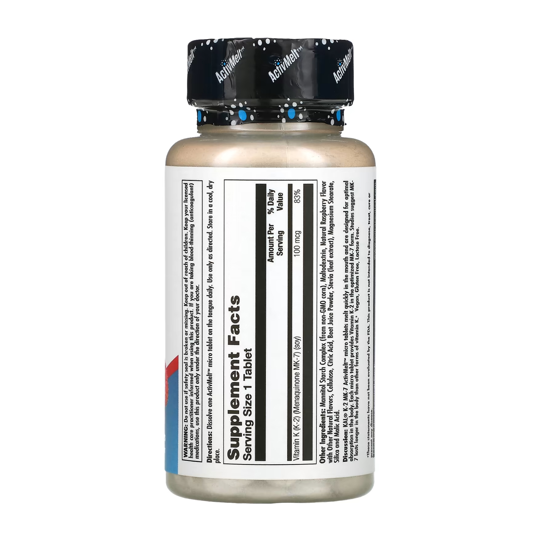 K-2 MK-7 ActivMelt 100 mcg - 60 tabs - Зображення 2