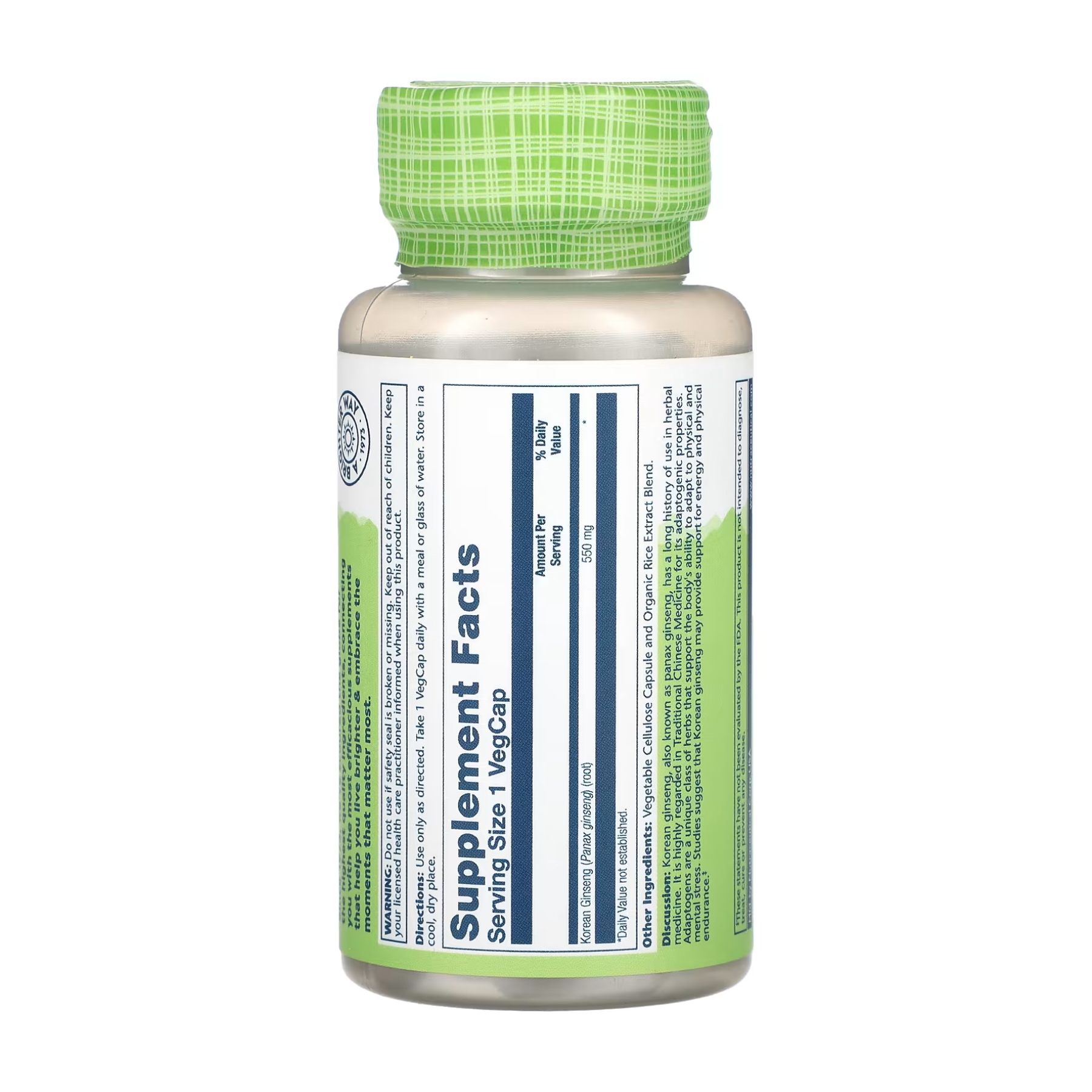 Korean Ginseng Root 550mg - 50 vcaps - Зображення 2