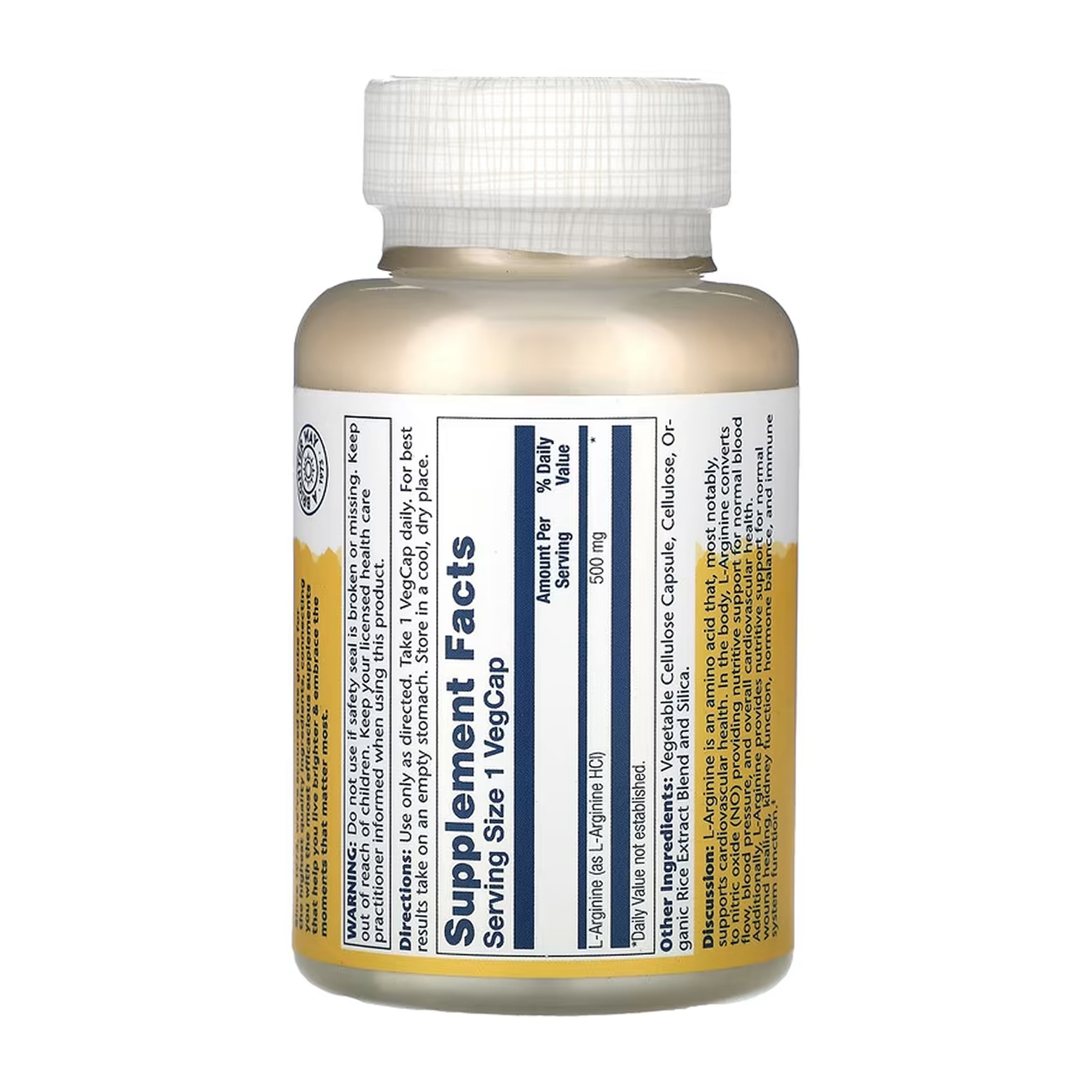 L-Arginine Free Form 500mg - 100 vcaps - Зображення 2