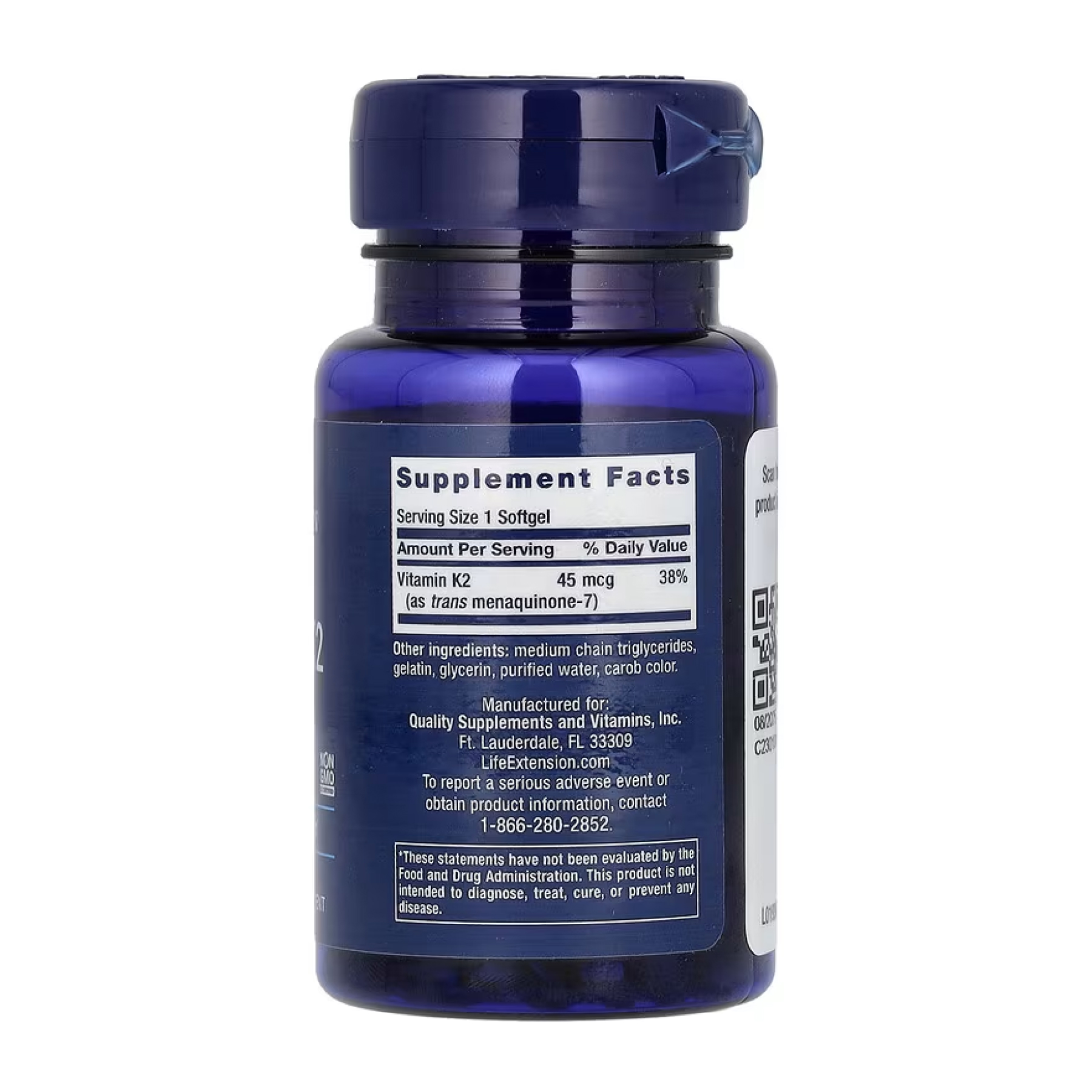 Low Dose Vitamin K2 45 mcg - 90 softgels - Зображення 2