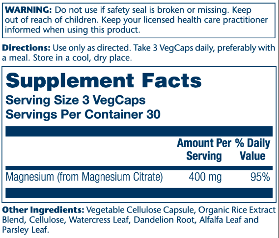 Magnesium Citrate 400mg - 90 vcaps (Пошкоджена банка) - Зображення 2
