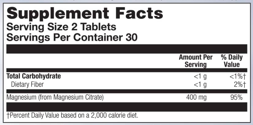 Magnesium Citrate 400mg - 60 tabs - Зображення 2
