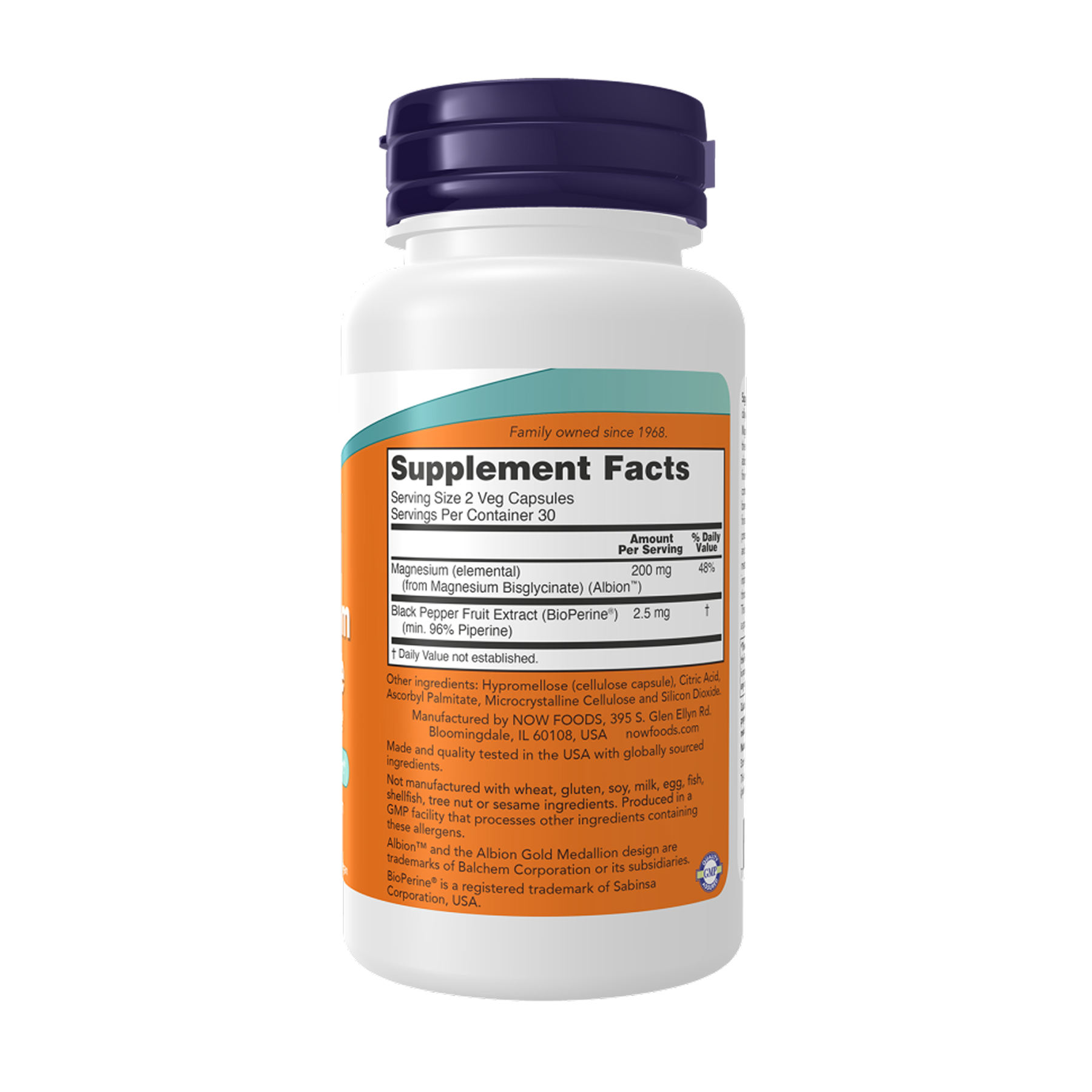 Magnesium Glycinate with BioPerine - 60 vcaps (Пошкоджена банка) - Зображення 2