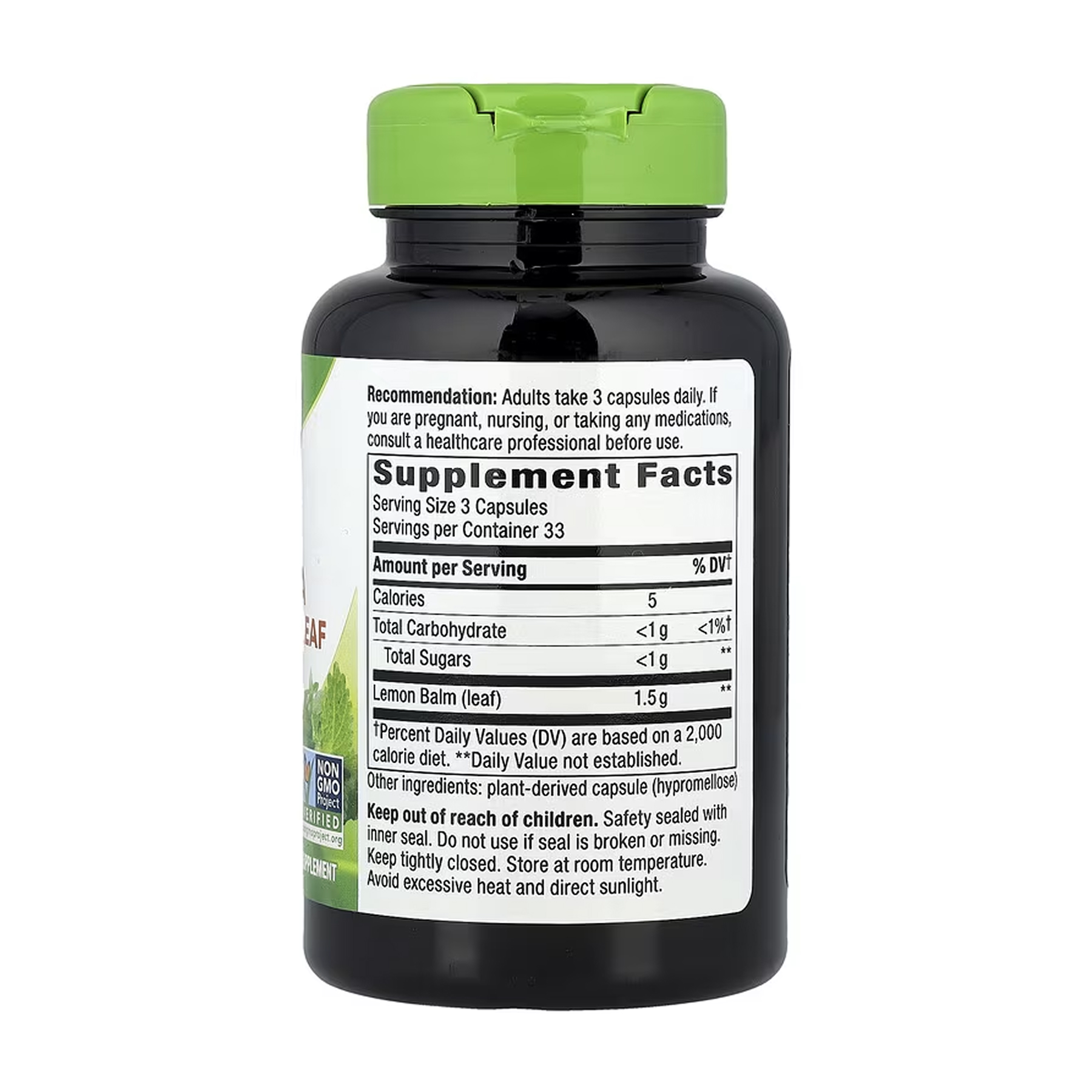 Melissa Lemon Balm Leaf - 100 vcaps - Зображення 2