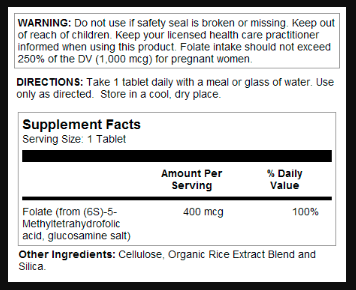 Methyl Folate 400mcg - 90 tabs - Зображення 2