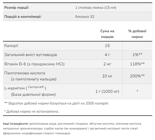 Carnitine Liquid 1000mg - 473ml Tropical Punch - Зображення 2