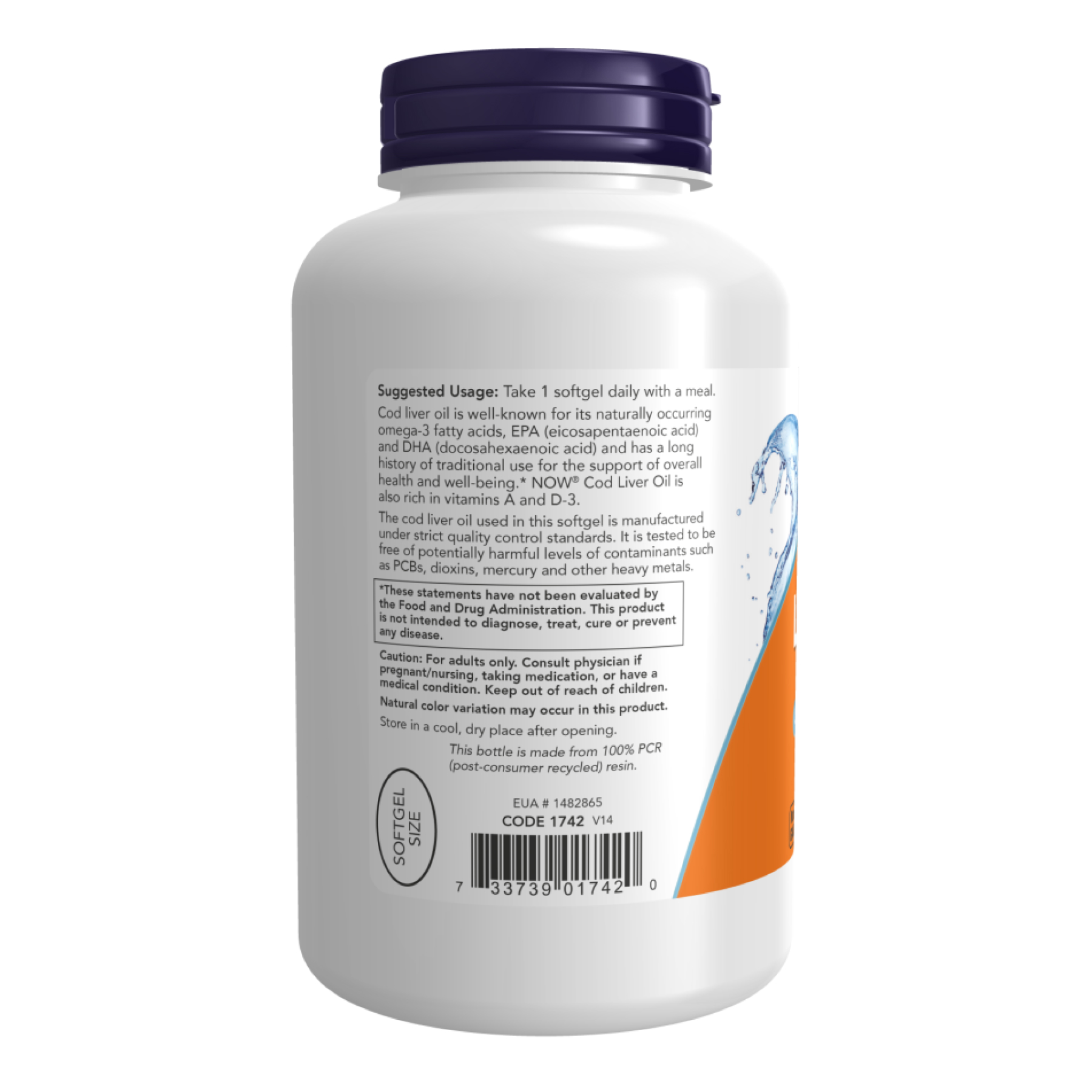 Cod Liver Oil 650mg - 250 sgels - Зображення 3
