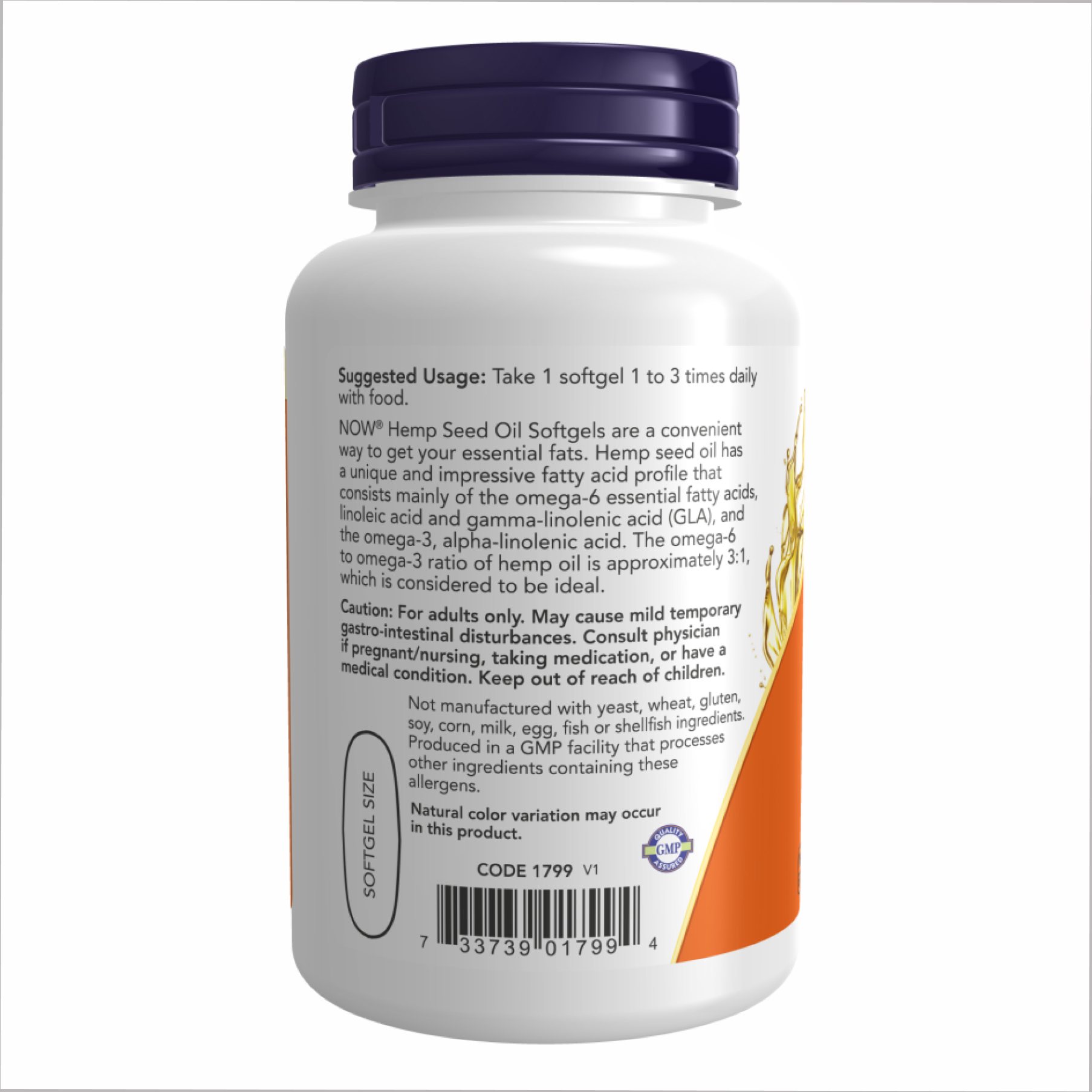 Hemp Seed Oil 1000 mg - 120 Softgels - Зображення 3