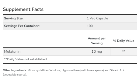 Melatonin 10 mg - 100 vcaps - Зображення 2