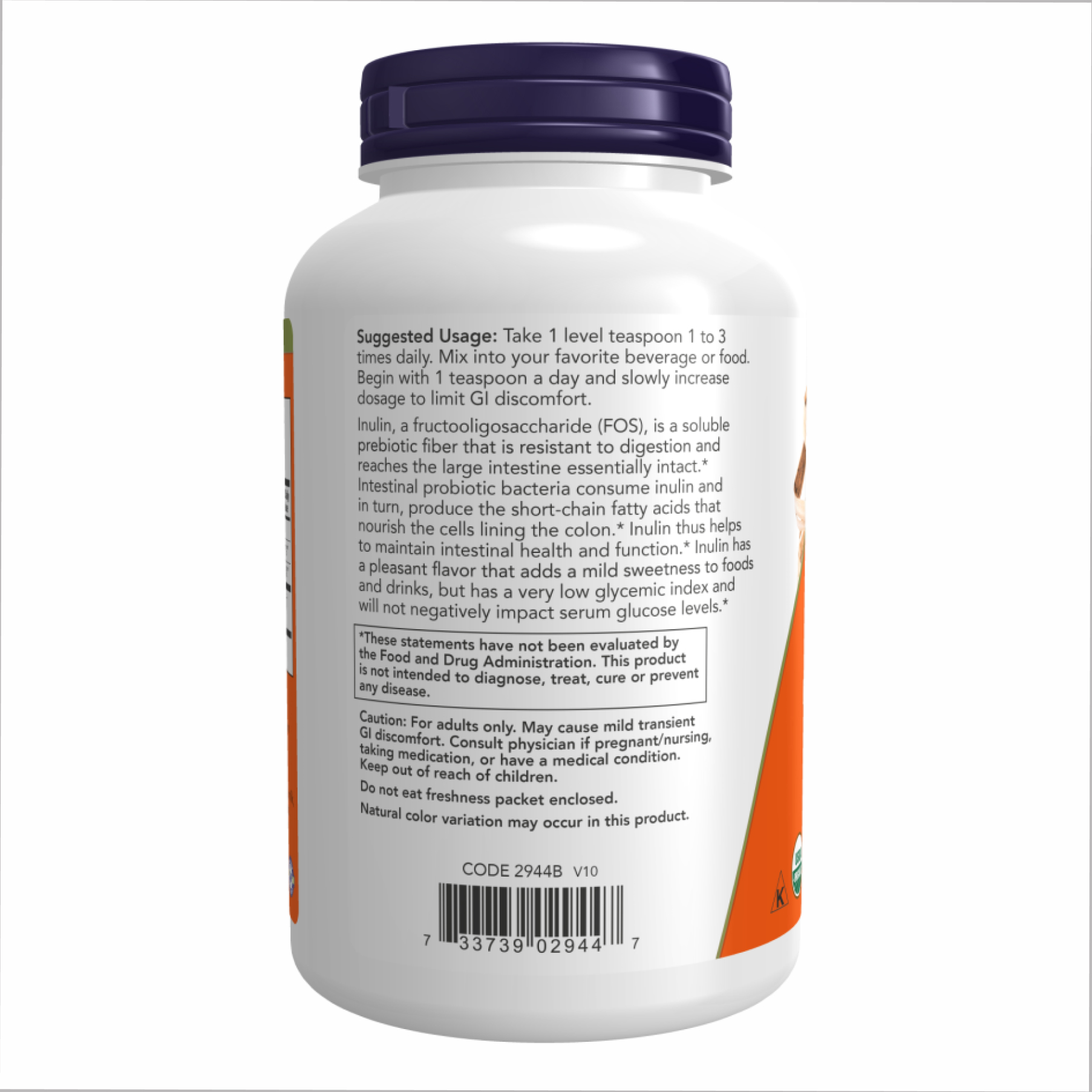Organic Inulin Powder - 454g - Зображення 3