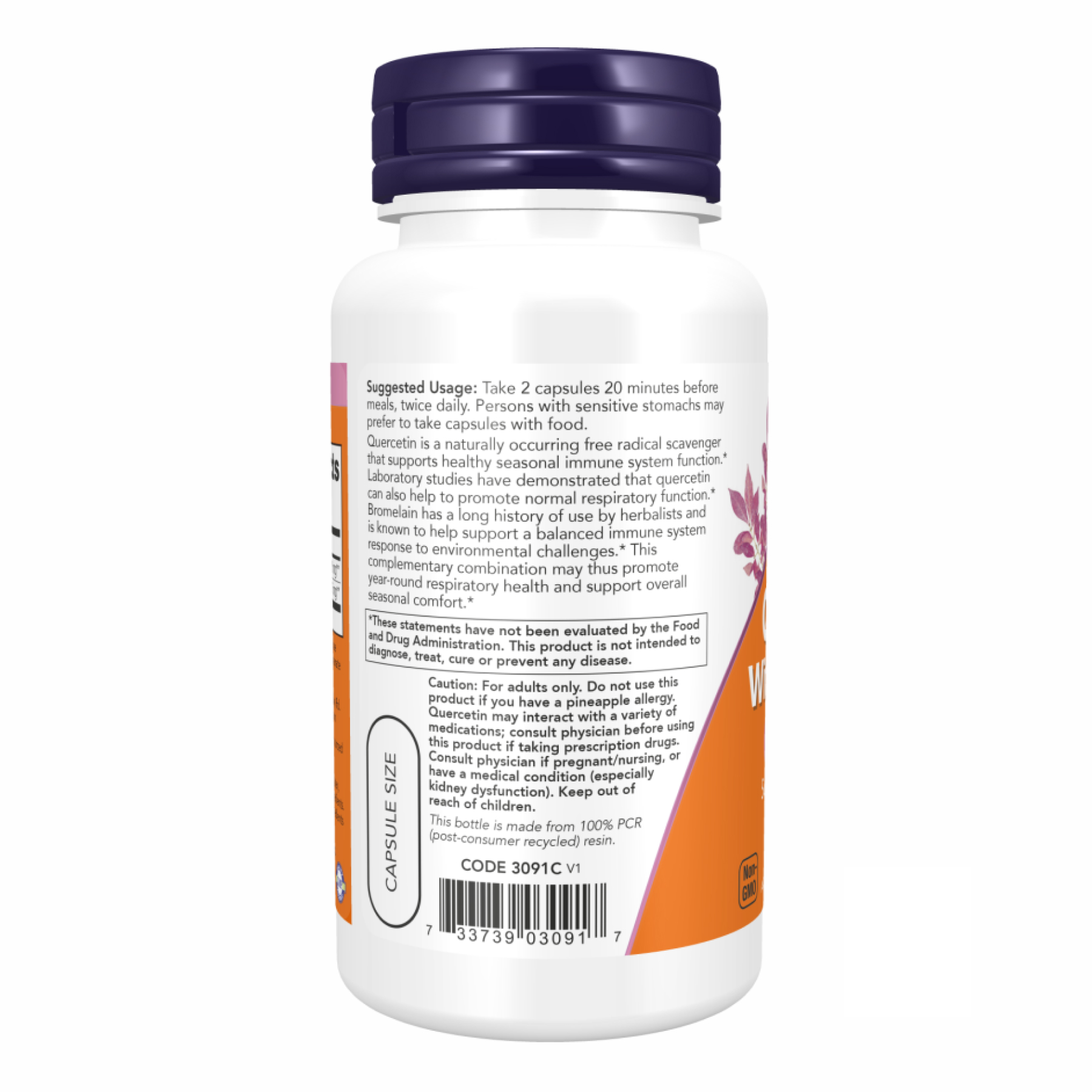 Quercetin with Bromelain - 120 vcaps - Зображення 3