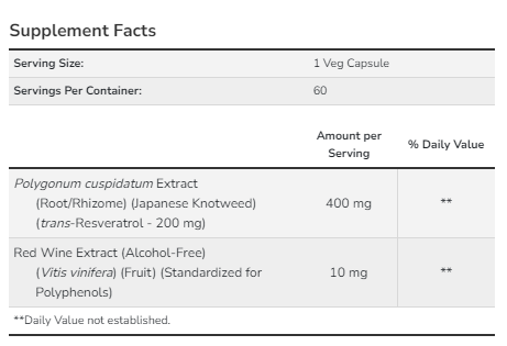 Resveratrol 200 mg - 60 vcaps - Зображення 2
