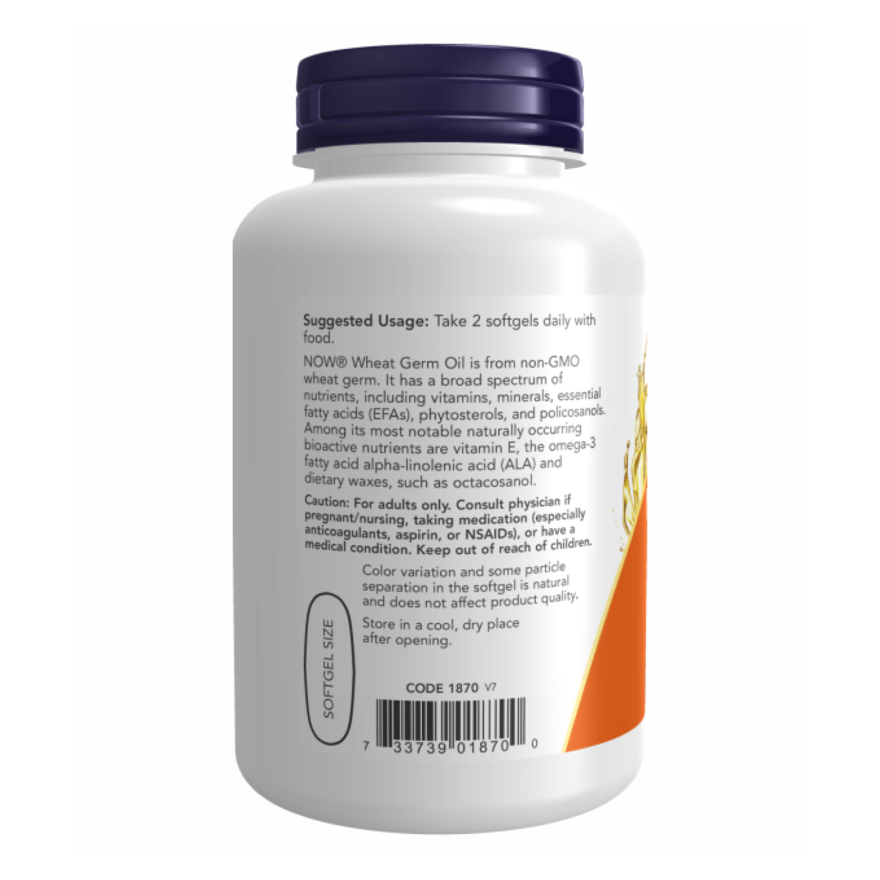 Wheat Germ Oil 1130mg - 100 sgels - Зображення 3