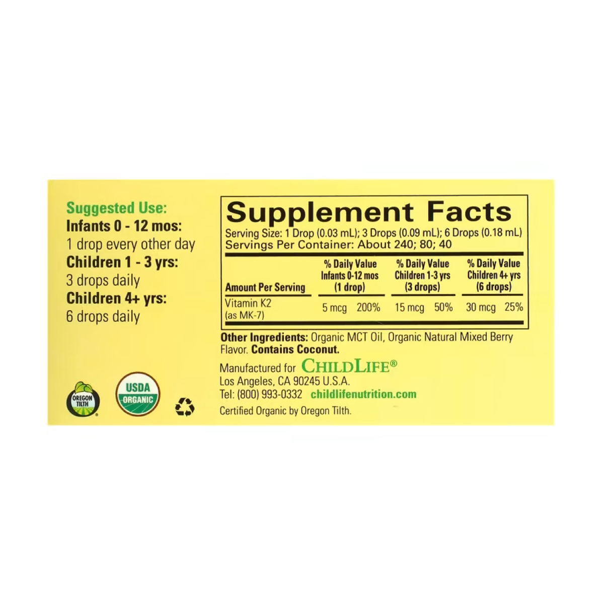 Organic Vitamin K2 Liquid - 7.5ml Natural Berry - Зображення 2