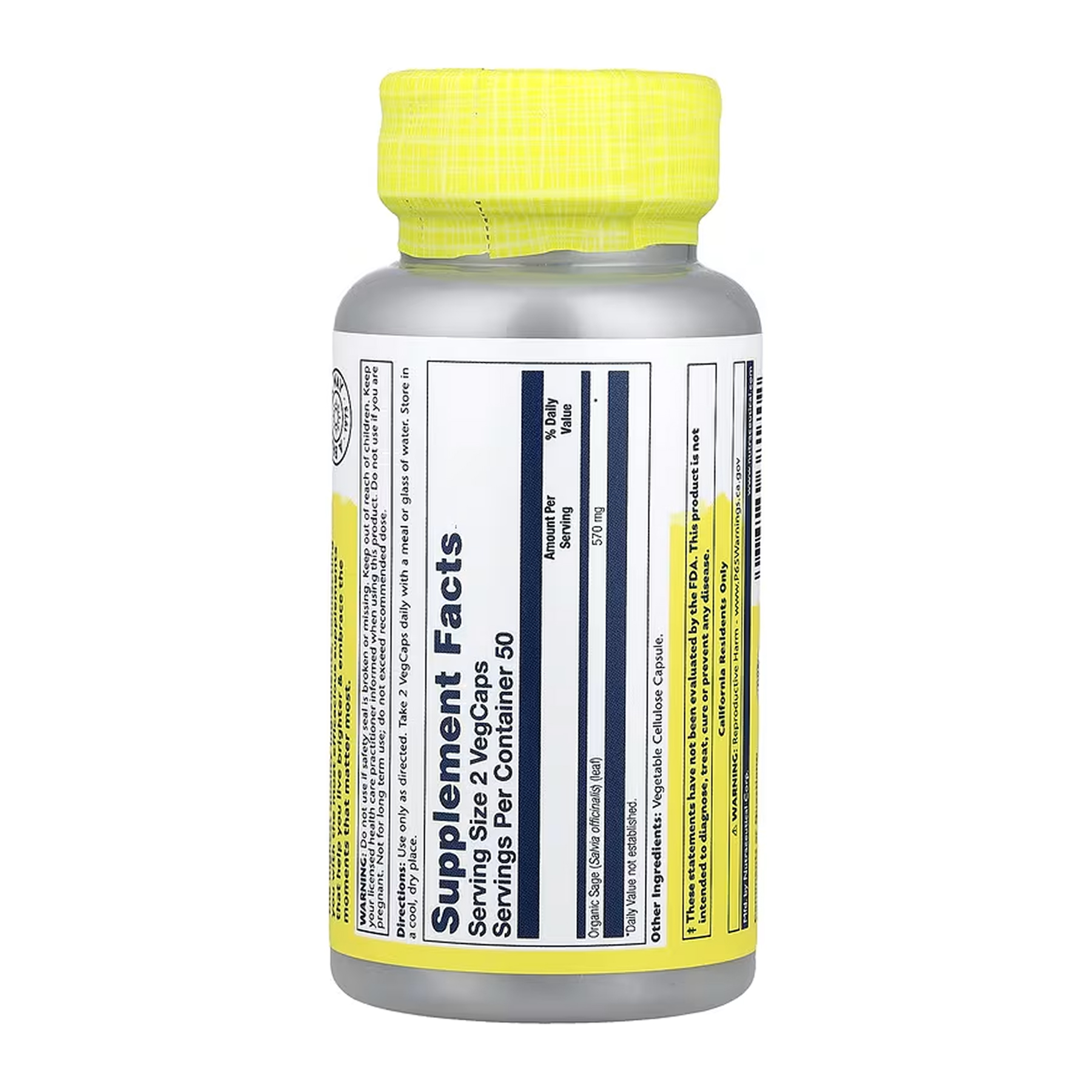 Organically Grown Sage Leaf 570mg - 100 vcaps - Зображення 2