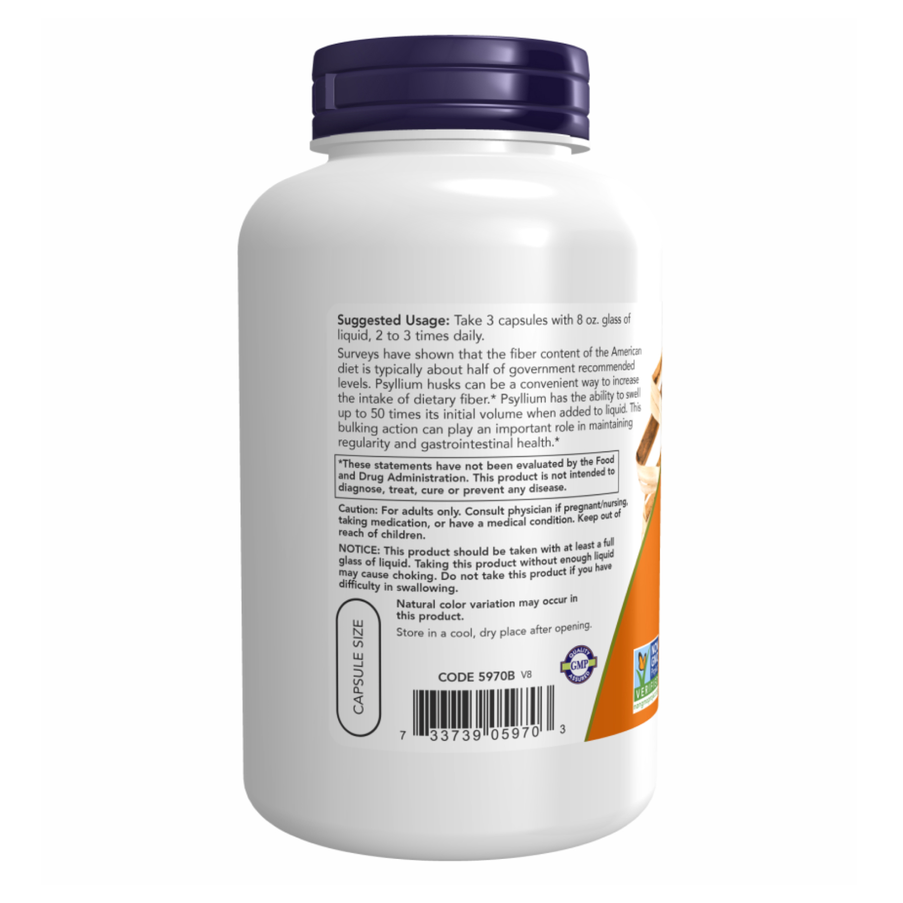 Psyllium Husk 500mg - 200 vcaps - Зображення 3