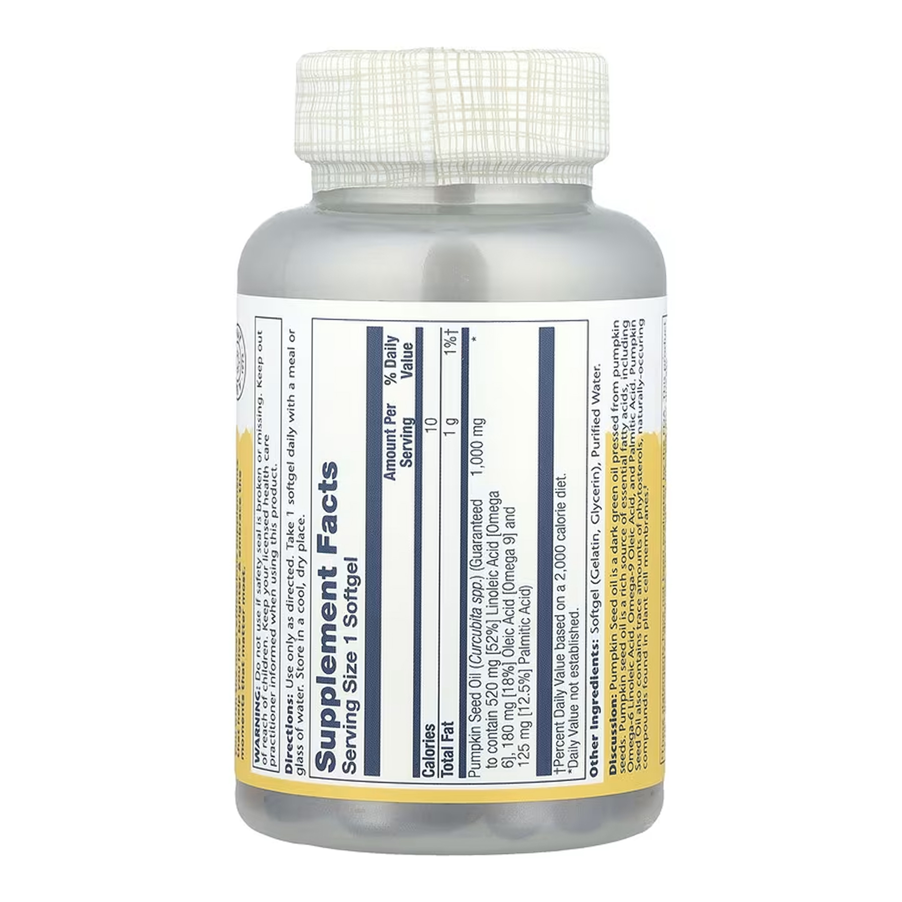 Pumpkin Seed Oil 1000mg - 90 softgels - Зображення 2