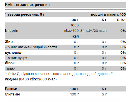 100% Glutamine - 500g - Зображення 2