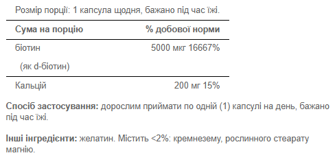 Biotin 5000 mcg - 60 caps - Зображення 2