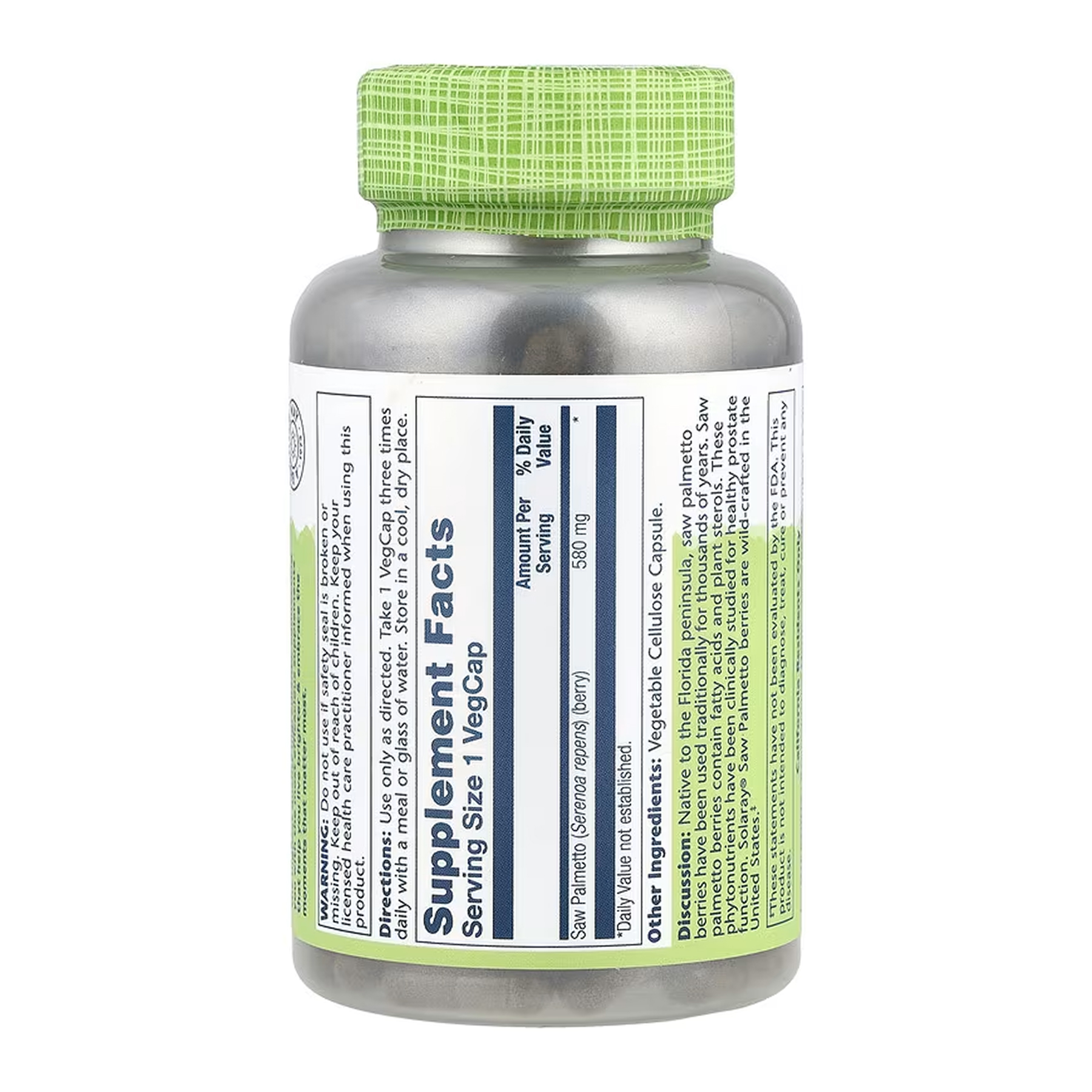 Saw Palmetto Berry 580mg - 180 vcaps - Зображення 2