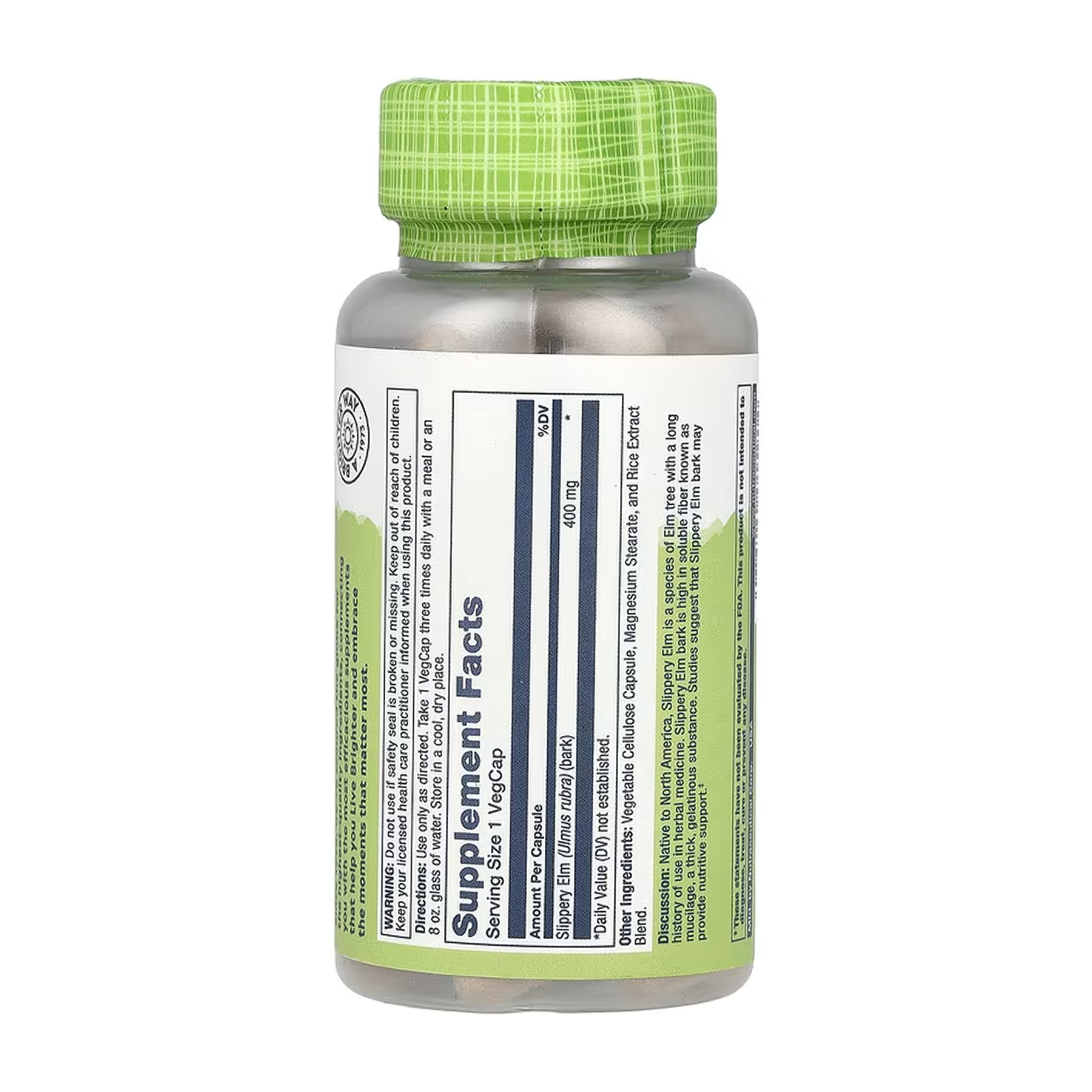 Slippery Elm Bark 400mg - 100 vcaps - Зображення 2