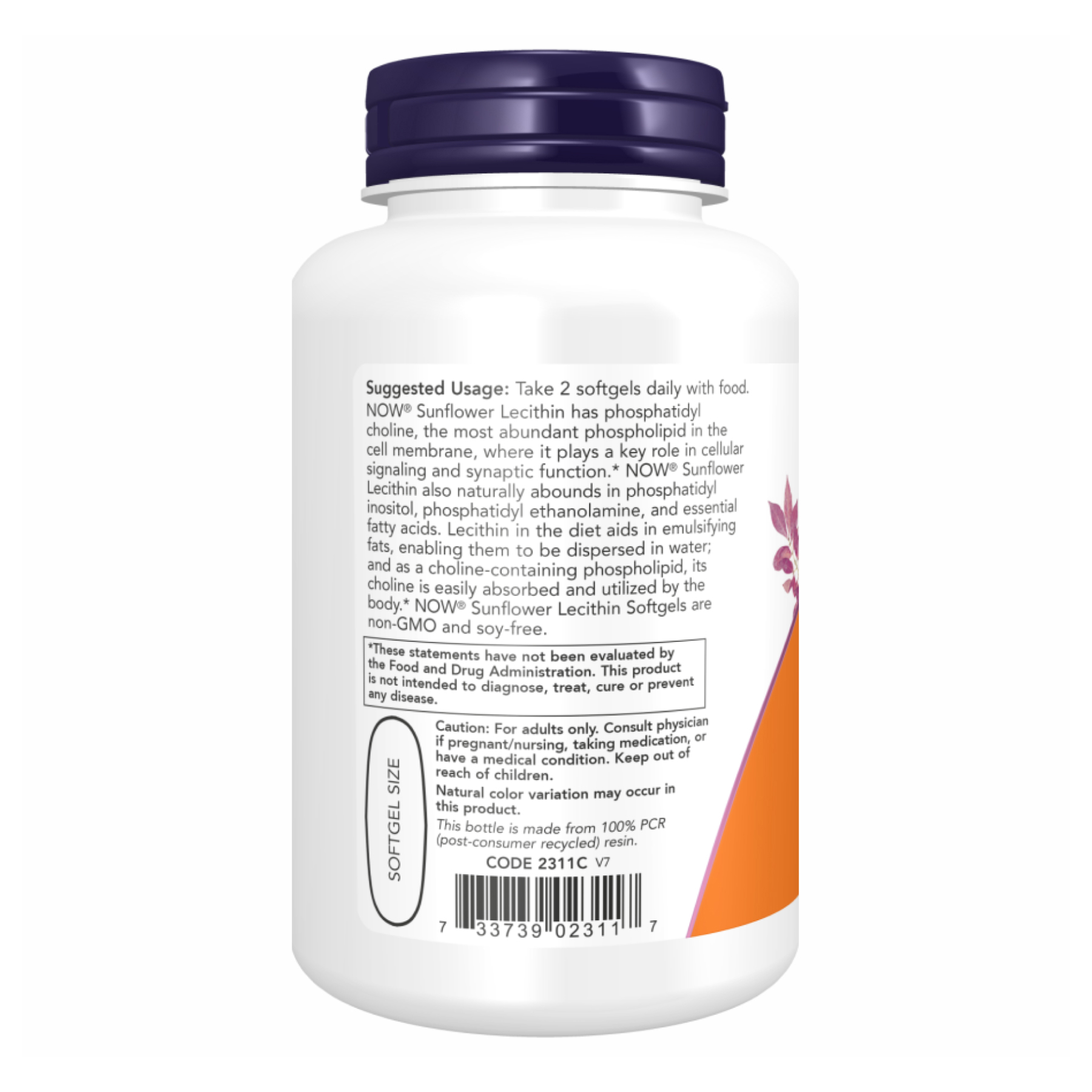 Sunflower Lecithin 1200mg - 200 sgels - Зображення 3