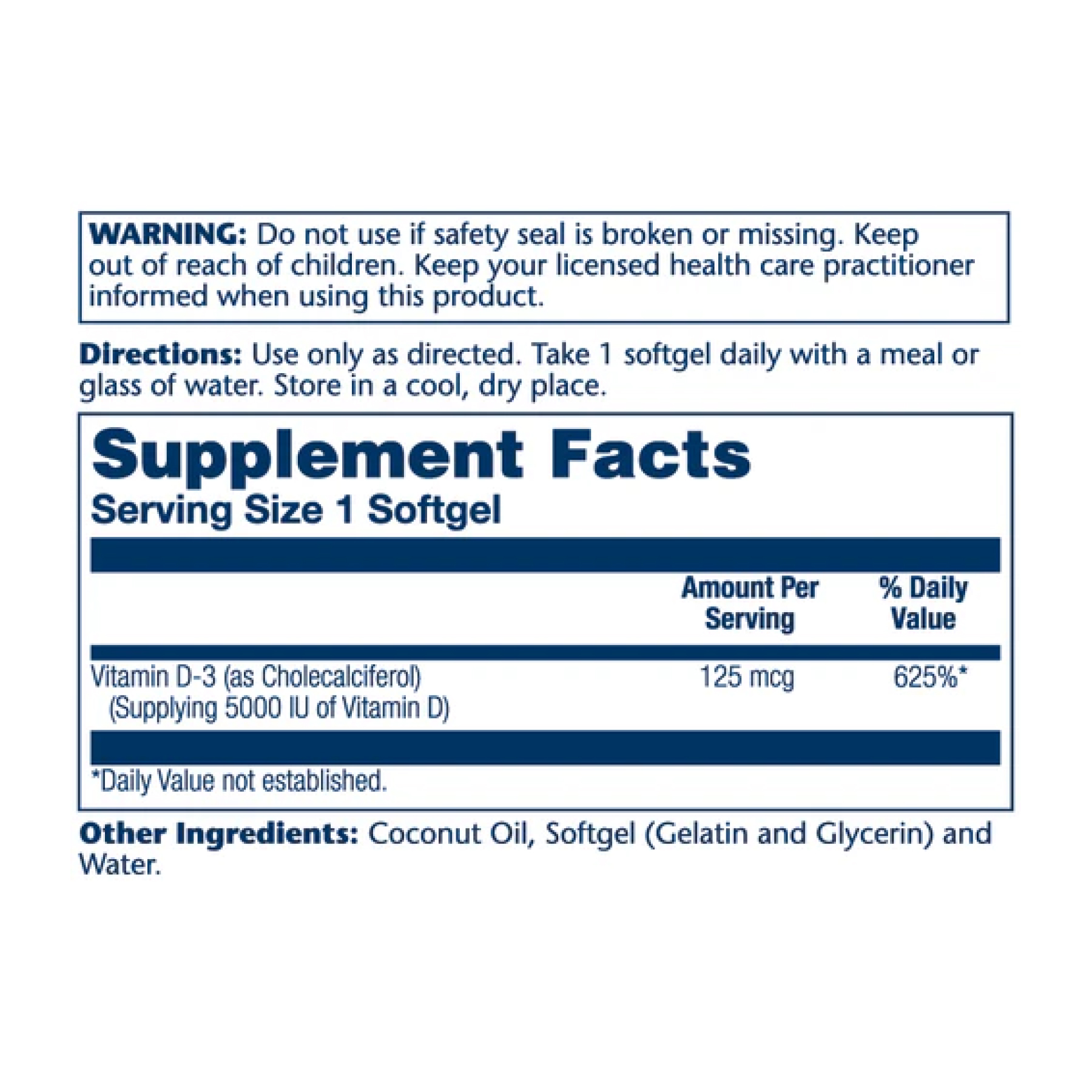 Super Bio Vit D-3 in Coconut 125mcg - 120 softgels - Зображення 2