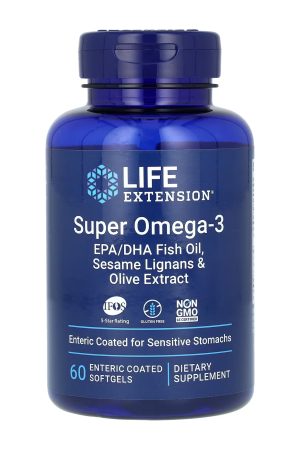 Super Omega-3 EPA/DHA Fish Oil Sesame Lignans & Olive Extract Enteric Coated - 60 softgels